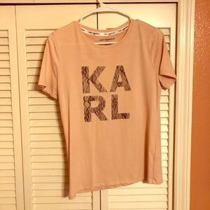 Karl Lace Block Letters Tee (Color: Blush)
